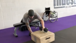 Dumbbell box hand step up by: WheelWOD